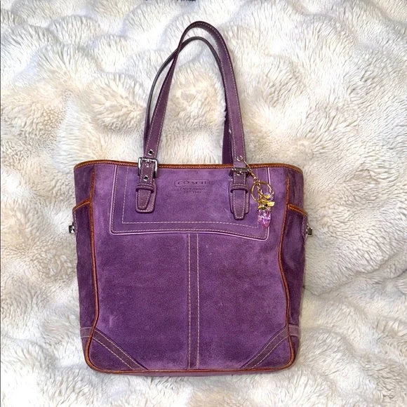 COACH PURPLE SUEDE BAG - Picture 1 of 16